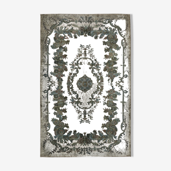 Handmade Hi-Low Pile Turkish 1980s 191 cm x 296 cm Grey Rug