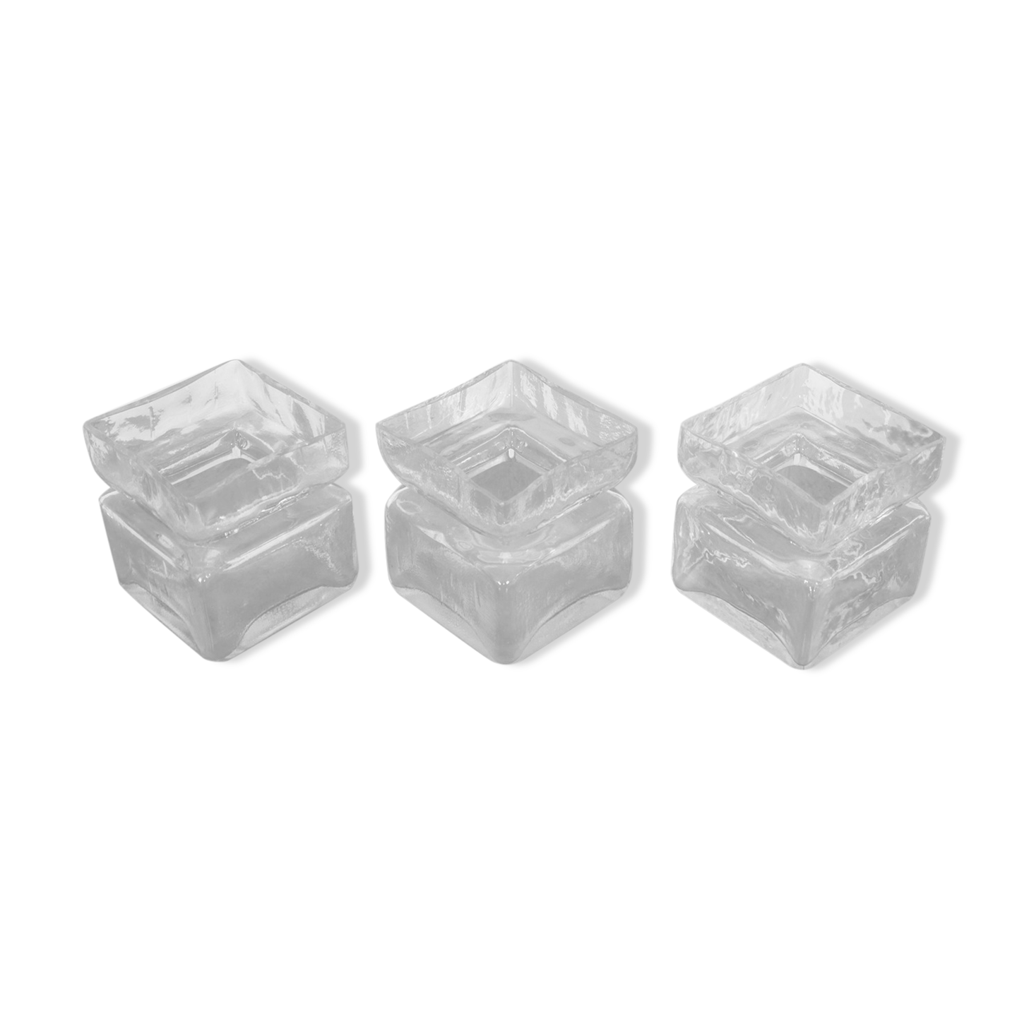 Series of 3 vintage glass vases, H Tynell 1960