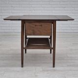 1950s, Danish foldable coffee table with drawer and shelf, original condition.