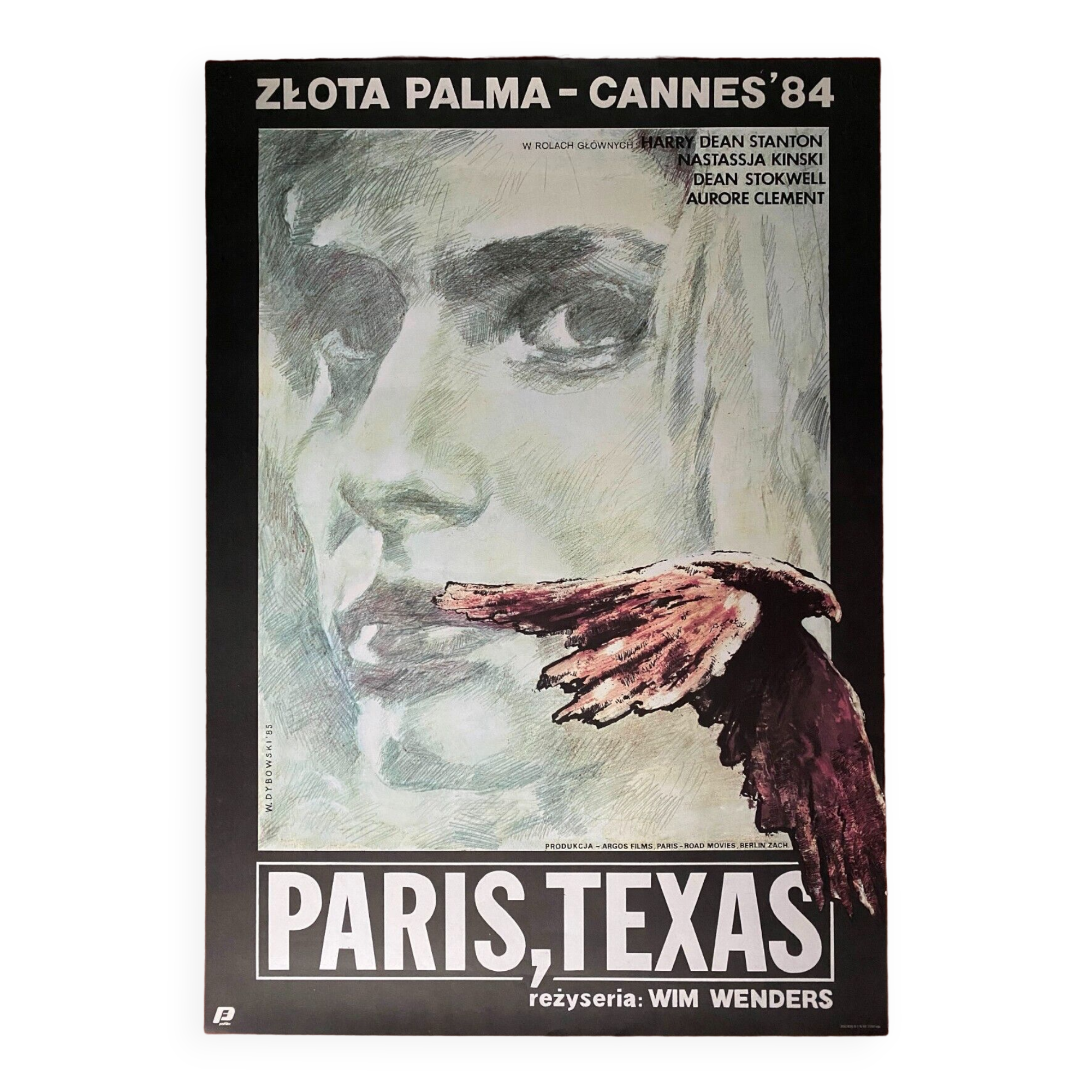 Original Polish cinema poster "Paris, Texas" Wim Wenders, Dybowski