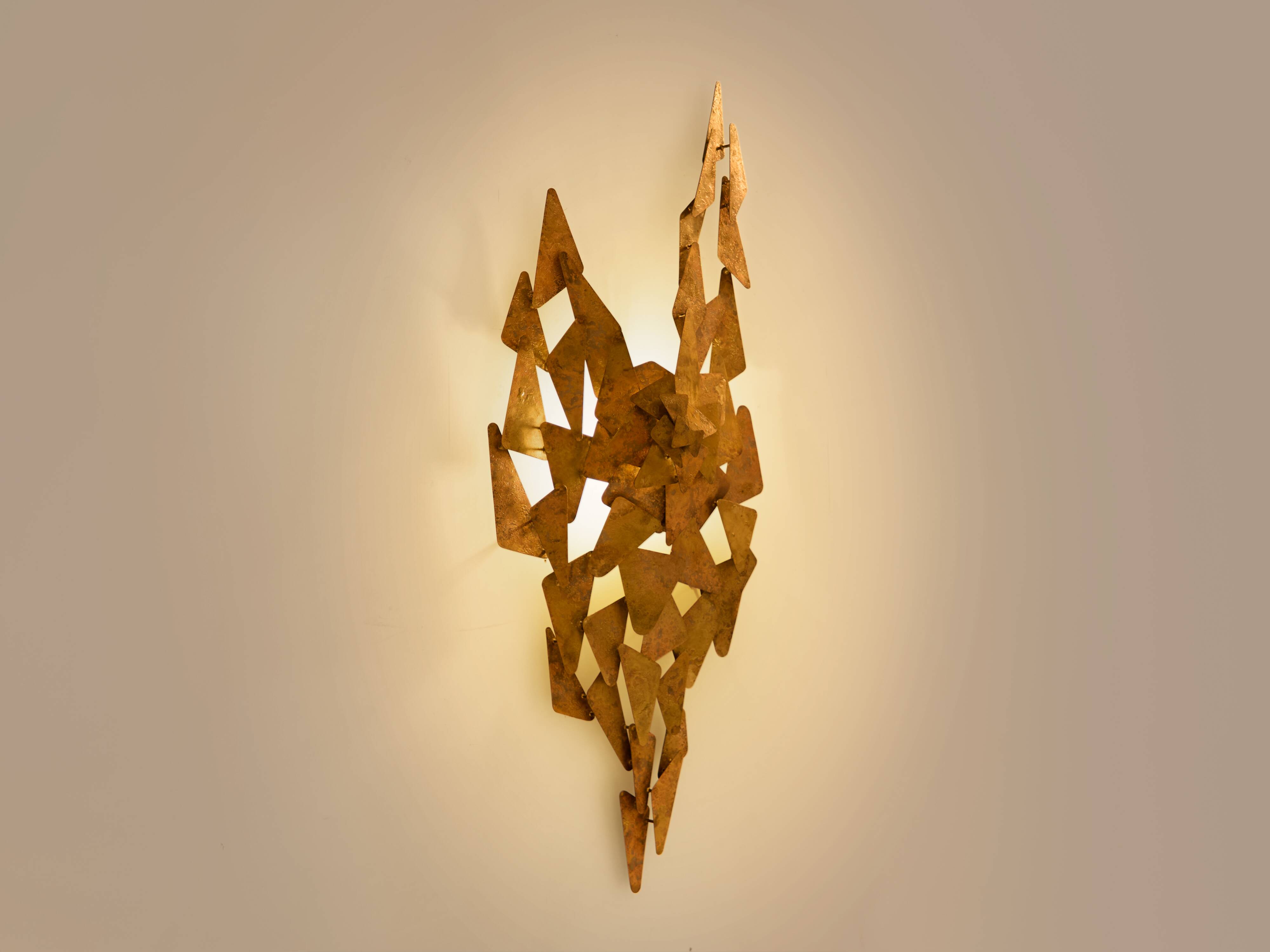 Auguste fixed sculpture metal appliqué patinated around 1970