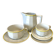 Apilco Bistro Pitcher and Cup Set, Antique White with Yellow and Green Trim