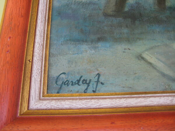 Tableau ancien, huile sur panneau, danseuse, signé garday