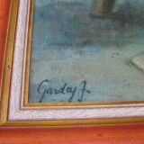 Tableau ancien, huile sur panneau, danseuse, signé garday