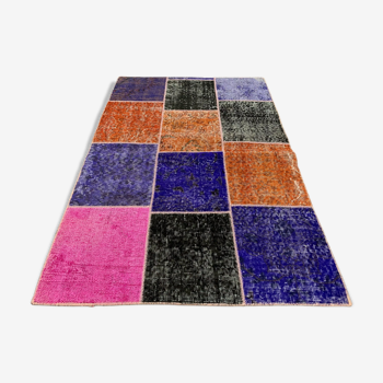 Tapis patchwork turc vintage vintage 150x100 cm laine moyenne