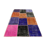 Distressed vintage turkish patchwork rug 150x100 cm wool medium