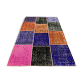 Tapis patchwork turc vintage vintage 150x100 cm laine moyenne