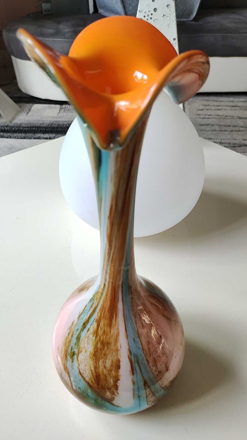 Blown Art/opaline glass vase, Murano, Italy, 1970