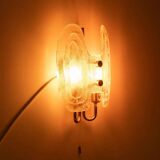 Space Age wall light in glass by Hillebrand, brass and glass.