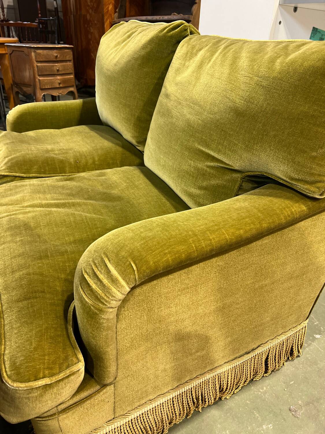 Khaki velvet toad sofa