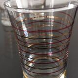 Set of 7 vintage glasses with gold and red edges from the 50s/60s