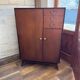 Mid-Century teak wardrobe in brown by Meredew, vertical storage 1960s