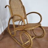 Rocking-chair enfant en bambou et cannage