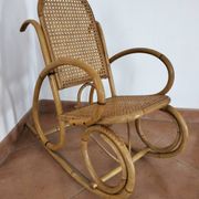 Child's rocking chair in bamboo and cane
