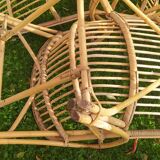 Set of 2 vintage armchairs shape basket in rattan I