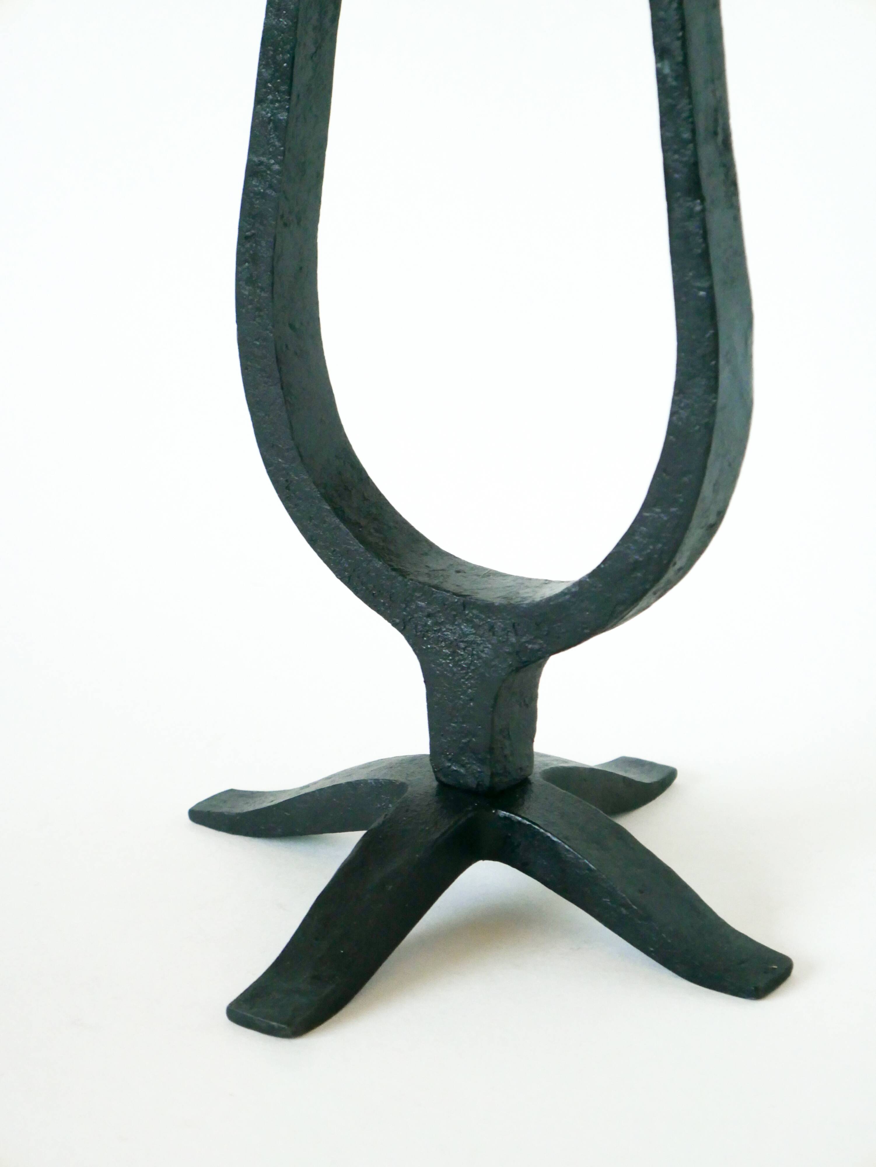 Large double wrought iron candle holder, Brutalist, 1970 - 39 X 21 cm