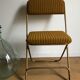Vintage folding chair lafuma chantazur with striped gold fabric