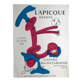 Poster in lithograph by Charles Lapicque, Galerie Balanci-Graham, 1974 Mourlot imp.