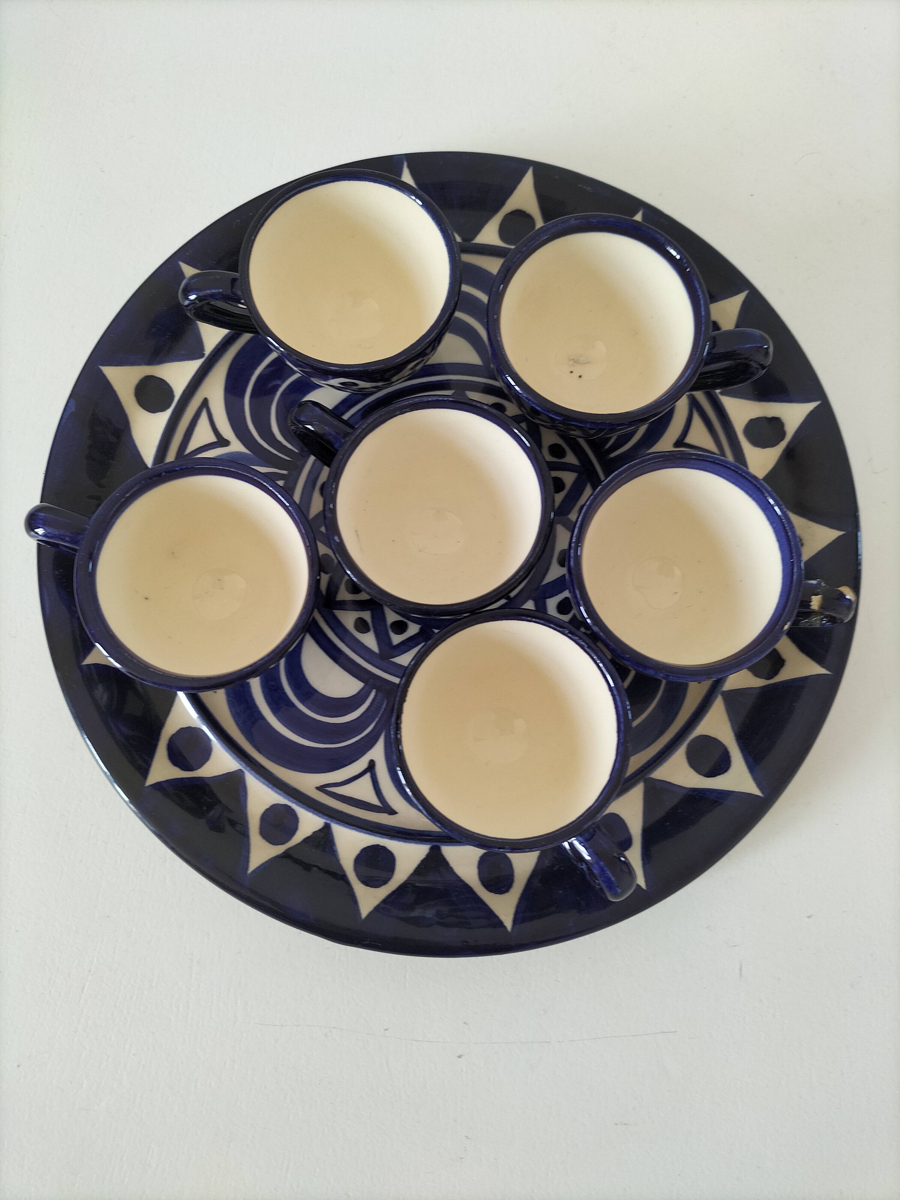 Tray and 6 vintage mini cups – St Jean de Bretagne – Model 1003