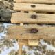 Antique folding chair with wooden slats
