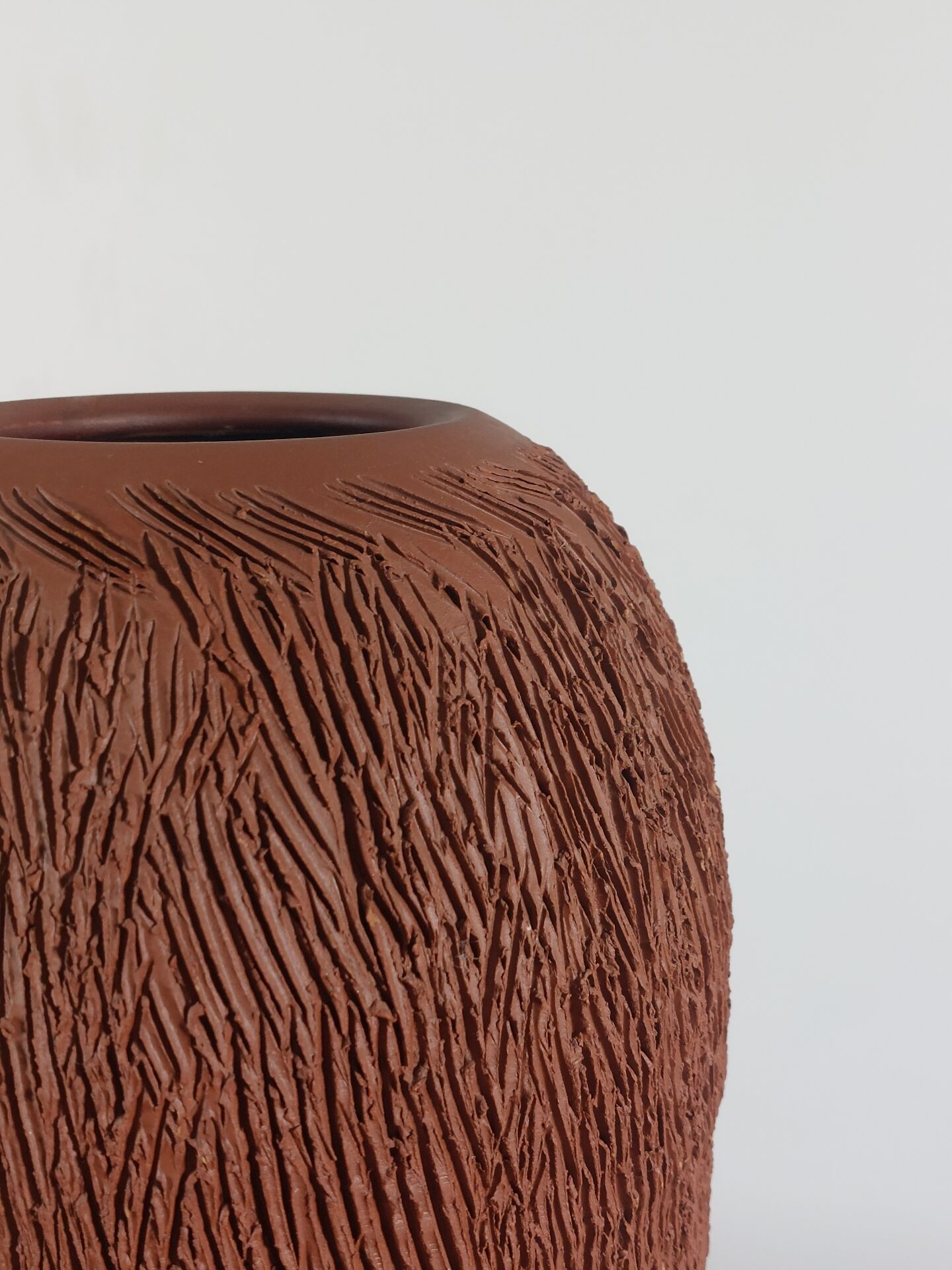 Vintage mid-century brutalist sgraffito ceramic vase