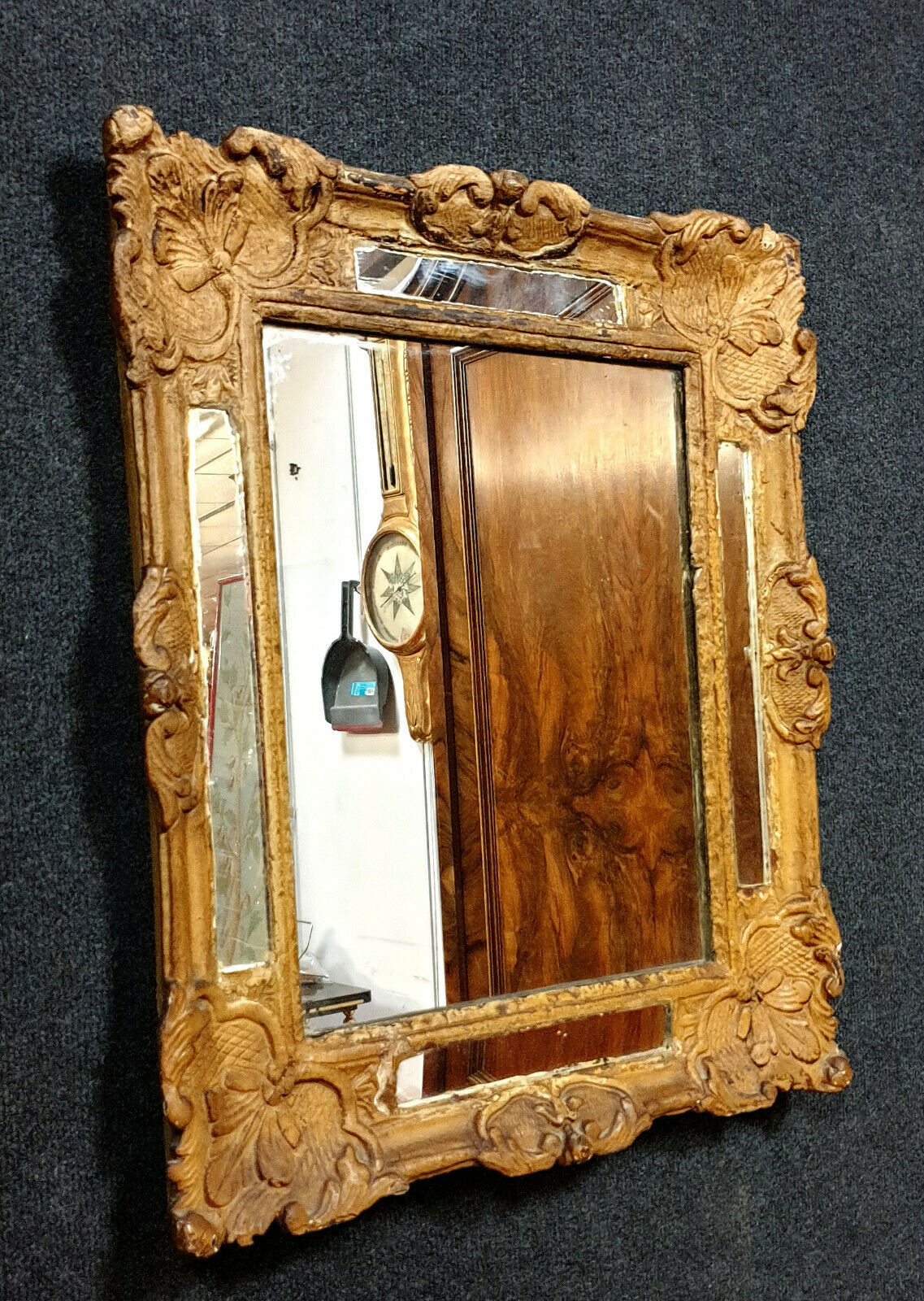 Miroir a pare closes époque régence en bois redoré  époque 1750 circa 60x52cm
