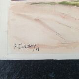 André Duculty (1912-1990) Watercolor on paper "Landscape of the countryside" Signed lower left and dated