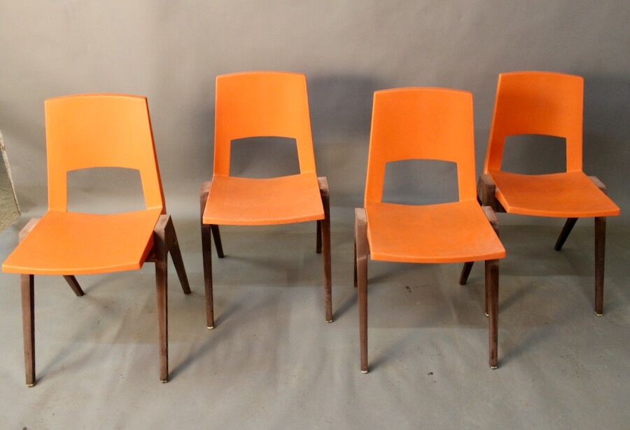 Suite of 4 vintage stamp chairs