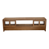 Old oak sideboard TV unit with mesh doors.