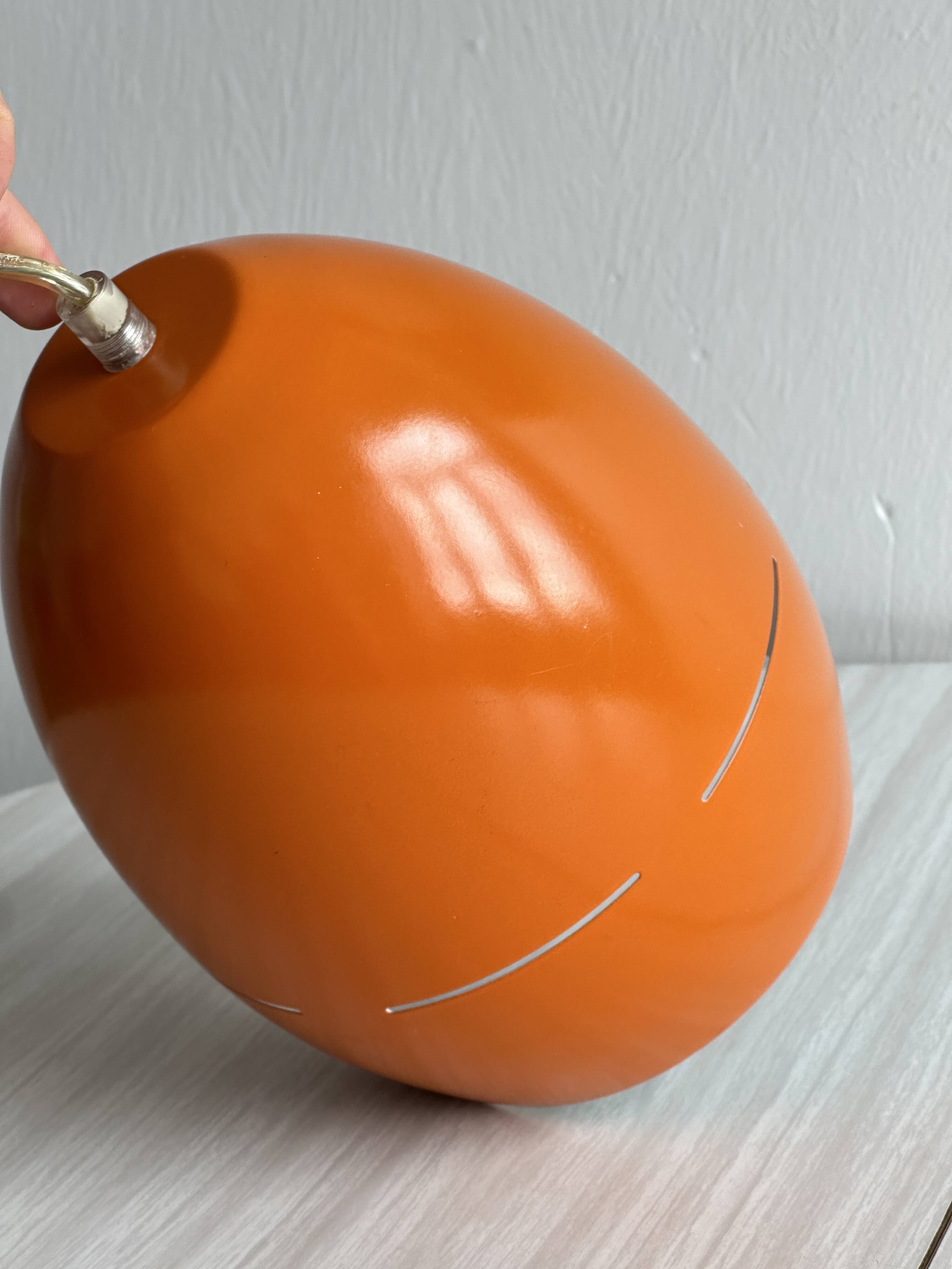 Vintage 70s pendant light in orange metal, Space Age design