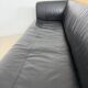 Old 3-seater sofa in tubular and black leather by Kébé, Denmark 1970s