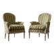Set of 2 vintage striped baroque armchairs / individual chairs