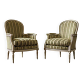 Set of 2 vintage striped baroque armchairs / individual chairs