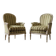 Set of 2 vintage striped baroque armchairs / individual chairs