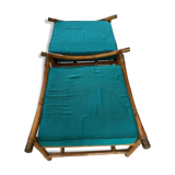 Duo of cane and rattan poufs