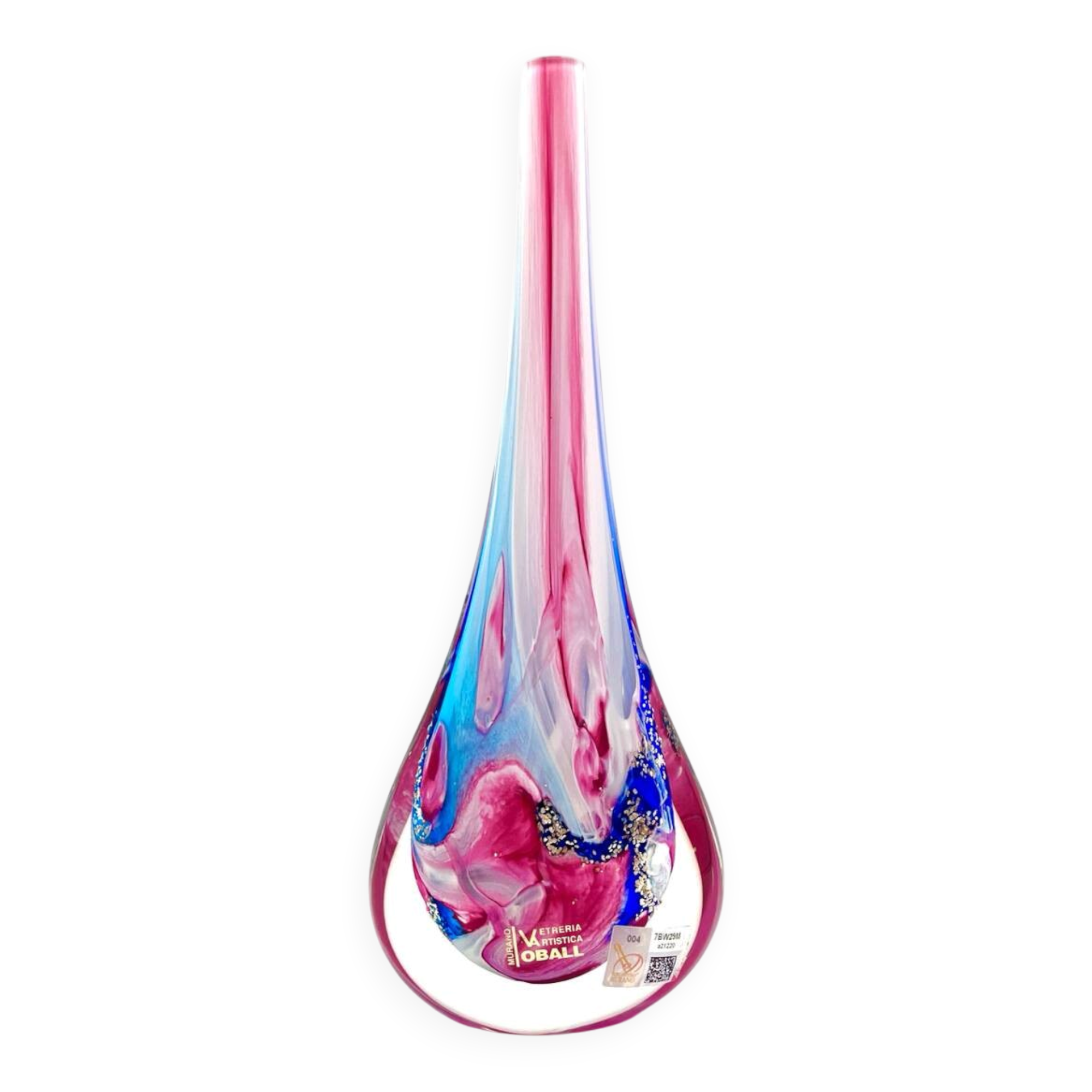 Murano Vase Goutte OBALL - Double Labels - 24k Gold - H30cm - New
