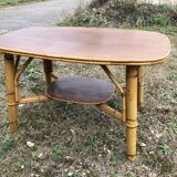 Large coffee table in vintage rattan