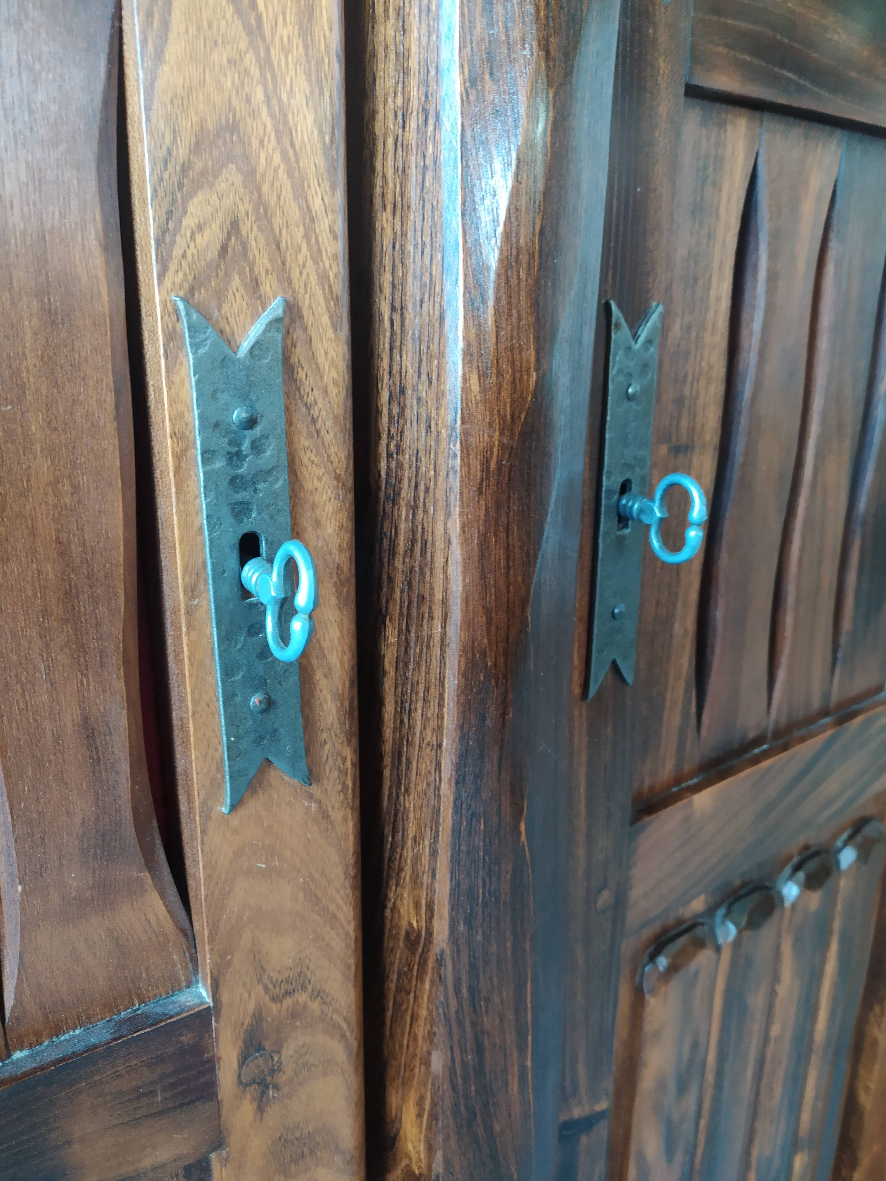 3-door brutalist cabinet in solid elm