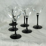 Set of 6 black-footed martini glasses - Arques crystal, Luminarc - 70s / 80s