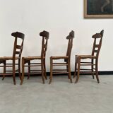 4 old rustic straw chairs