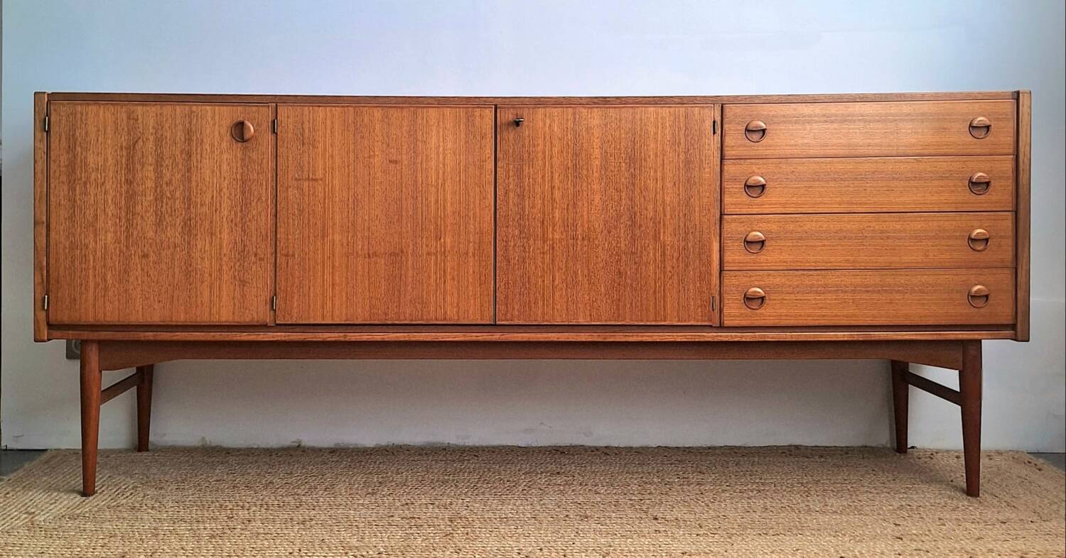 Very large vintage teak sideboard, buffet, display cabinet.