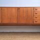 Very large vintage teak sideboard, buffet, display cabinet.