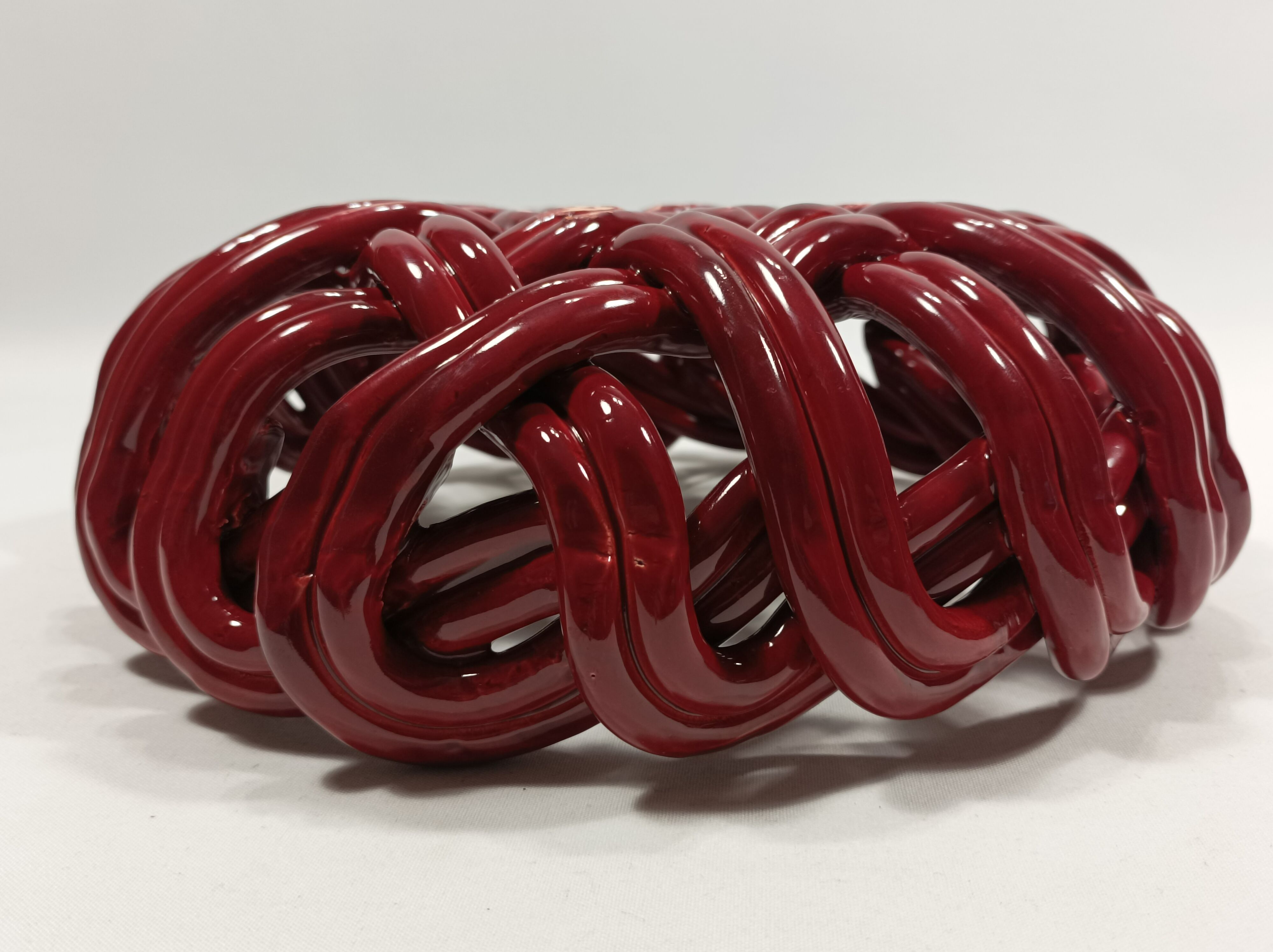 Vallauris woven fruit cup like ochre red basket