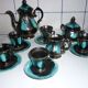 Service café-thé Vallauris noir et turquoise