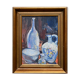 Tableau nature morte aux bol, carafe et pichet fleuri