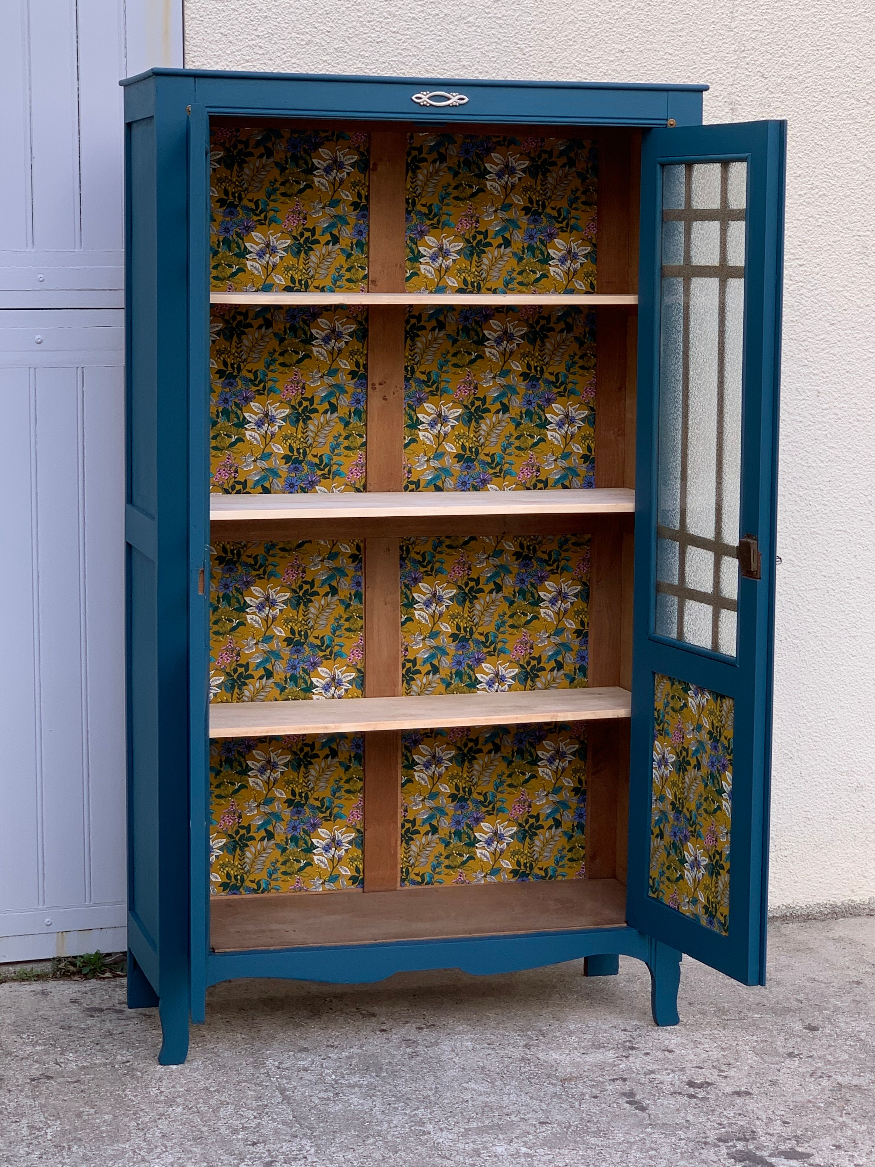 Glass-glazed Parisian wardrobe 1950