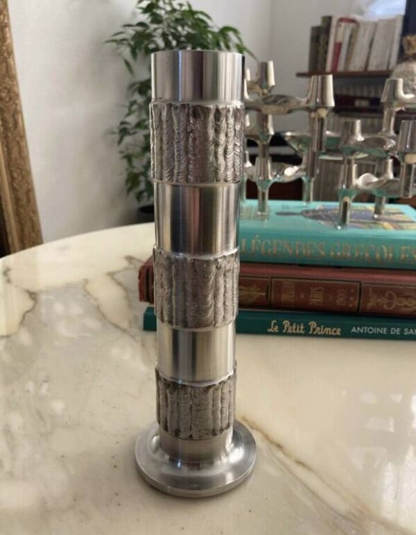 Vase brutaliste inox 1970 design