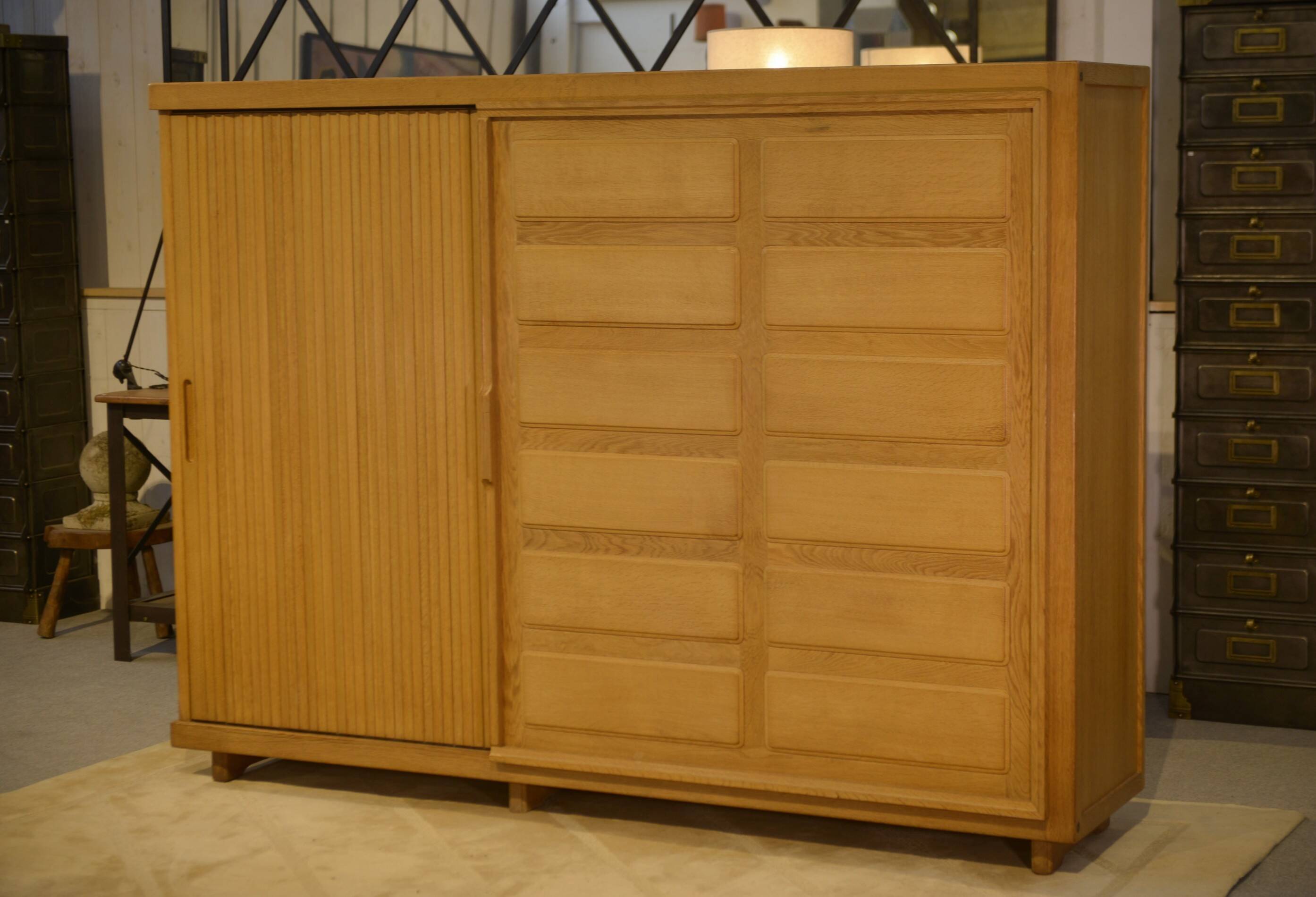 Oak wardrobe by Guillerme and Chambron 1950s