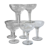 Set of 8 champagne glasses in chiseled blown glass