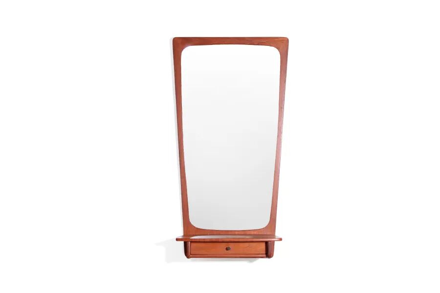 Danish mid-century design mirror with teak frame